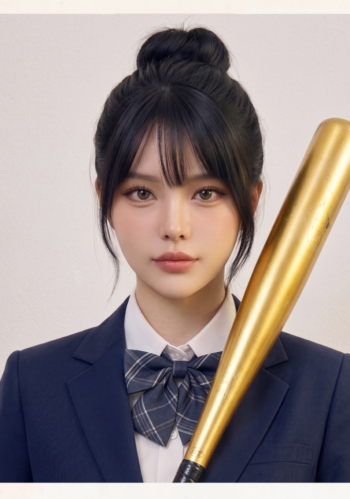 金属バットを持っている女性の卒アル写真