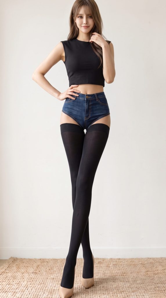 サイハイソックスを履いた美女の画像